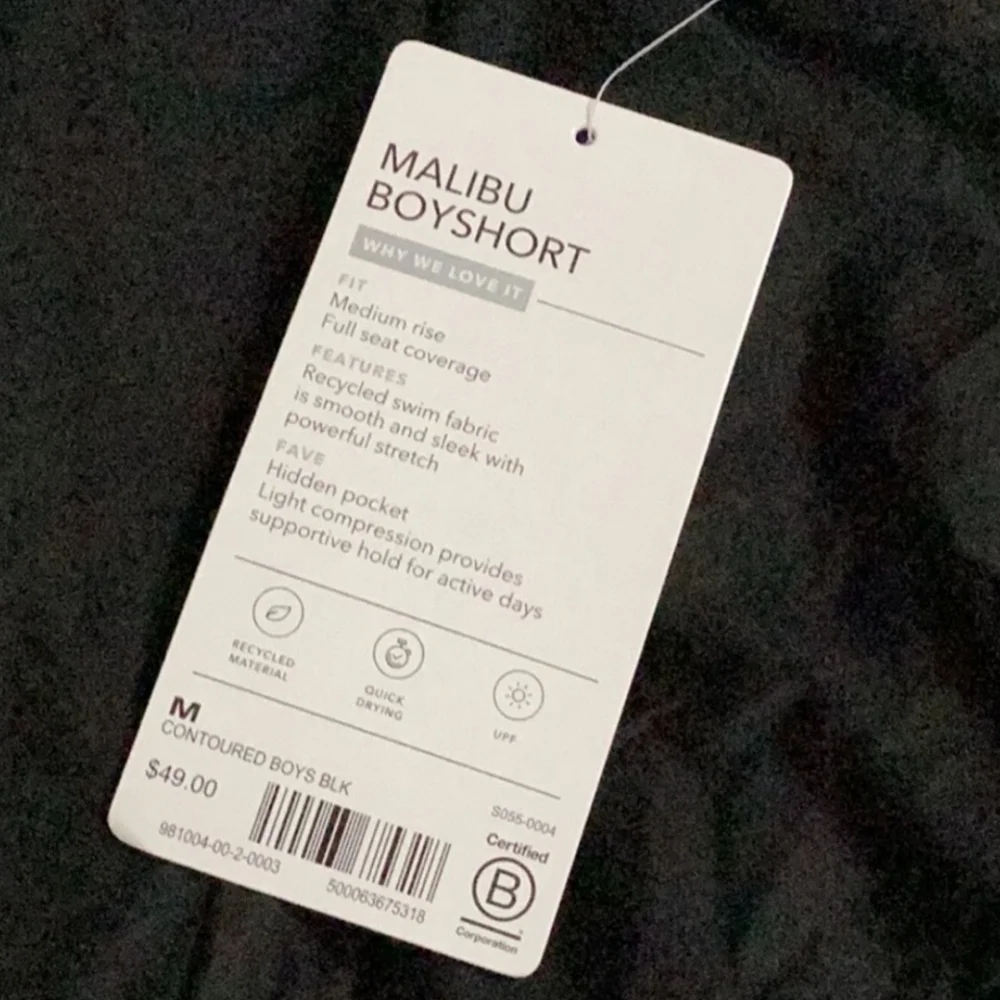 Athleta Swim Boyshorts Black Size Medium NEW MSRP $49 SU017_3